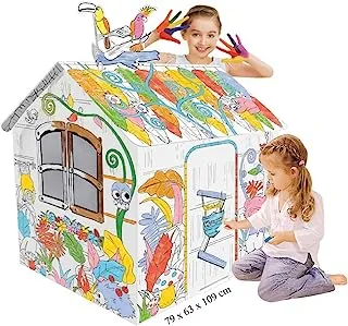 Eazy Kids Diy Doodle | Color & Paint | Diy Art And Craft | 100% Recycled Paper | Birthday Gifts | Set Of 6 Sketch Pen|Jungle House | 3Years+|Multicolor