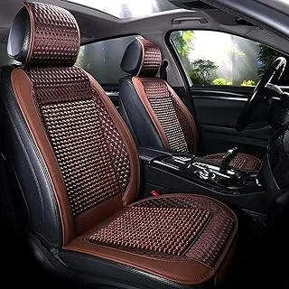 seat cushion premium leather with beads - brown