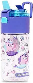 Eazy Kids Tritan Water Bottle w/Snack Box, Mermaid - Purple, 450ml