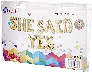 Italo She Said Yes Decoration Balloon Set, Gold