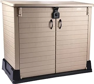 Cosmoplast Cedargrain Storage Shed 850 Liter Capacity, Small Size, Warm Taupe