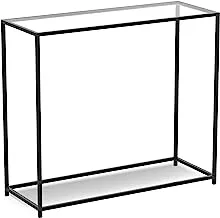 Safdie & Co. - Metal Console Table with Glass, Black Console Tables for Entryway, Use As Doorway Table, Narrow Bar Table, or Accent Furniture for Decorating Foyer, 12 x 28 x 31 Inches