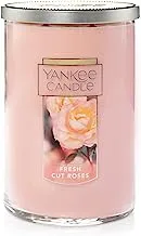 Yankee Candle Fresh Cut Roses المعطرة ، كلاسيك 22oz شمعة كبيرة بفتلتين ، أكثر من 75 ساعة من وقت الاحتراق