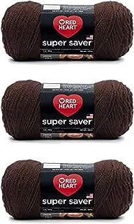 Red Heart Super Saver Coffee Yarn - 3 Pack of 198g/7oz - Acrylic - 4 Medium (Worsted) - 364 Yards - Knitting/Crochet
