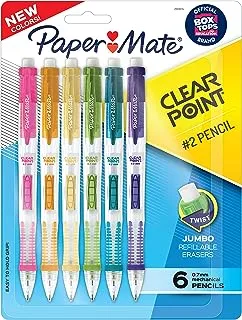 أقلام الرصاص الميكانيكية Paper Mate® Clearpoint®، رصاص HB #2 (0.7 مم)، ألوان أسطوانية متنوعة، عدد 6