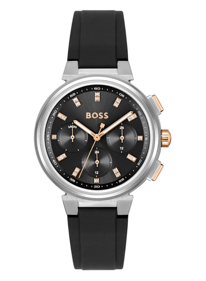 HUGO BOSS Women's Analog Round Shape Silicone Wrist Watch 1502674 - 38 Mm