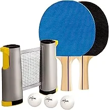 STIGA All-in-One Retractable Ping Pong Net Set - Includes 2 Ping Pong Paddles - 3 1-Star Balls | Mesh Storage Bag - Fits up to 72” Wide & 1.75” Thick Table - Clamp & Play on Any Surface