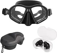 Professional Swimming Goggles Mask with Nose Cover And Earplugs for Diving, Snorkeling, Scuba Diving, Swimming, UV Protection and Anti Fog Technology, Ultra Wide HD Crystal View