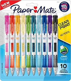 أقلام الرصاص Paper Mate Clearpoint ، HB # 2 رصاص (0.7 مم) ، ألوان أسطوانية متنوعة ، 10 قطع
