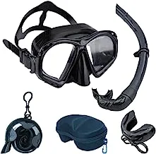 Professional Snorkel Gear, Diving Mask with Nose Cover And Latest Breathing System for Diving, Snorkeling, Scuba Diving, Swimming, UV Protection and Anti Fog Technology, Ultra Wide HD Crystal View
