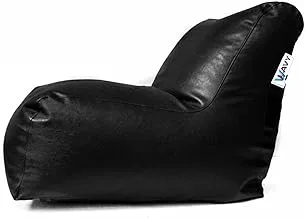 Wavy Joy Chair Leather Bean Bag, Black