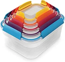 قفل العش من جوزيف جوزيف، مجموعة حاويات تخزين طعام بلاستيكية مكونة من 5 قطع مع أغطية، مانعة للتسرب، محكمة الغلق، موفرة للمساحة، خالية من مادة BPA- متعدد الألوان