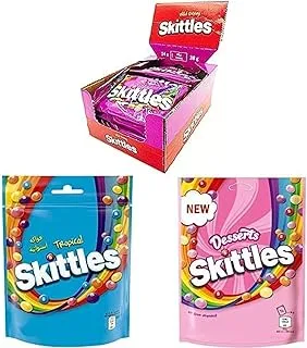 Skittles Wild Berry Candy Bag, 14 X 38 G + Skittles Tropical Candy, 174 g + Skittles Tropical Dessert Fruity Flavoured Confections Candy 174 g