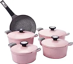Neoflam Xterma Granite Cookware 9-Pieces Set, Pink