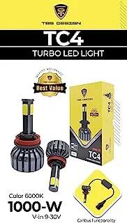 TC4 H1 LED Headlight Bulbs 300% Brightness 1:1 Mini Size, H1 LED Headlights Bulb Conversion Kits High Low Beam 6500K Cool White Headlights Halogen Replacement, Plug and Play, Pack of 2