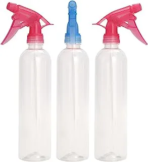 BMB TOOLS Empty Plastic Spray Bottle Colored Kit-3 Piece-500ml Capacity Fine Mist Atomizer Kit Adjustable Nozzle-for Cleaning Gardening and Hair Care-Refillable Empty Watering Can Plant Mister Sprayer