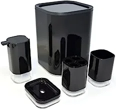 Saudi Ceramics NWAKTH Bathroom Accessories 5-Pieces Set, Black
