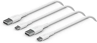Belkin BoostCharge USB C charger cable, USB-C to USB-A cable, USB type C charging cable for iPhone 15, Samsung Galaxy S23, S23+, S23 Ultra, Pixel, iPad Pro, Nintendo Switch and more - 1m, 2pack, White