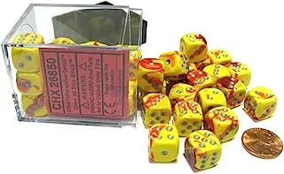 Chessex Gemini Dice D6 Dice 36-Piece Set, 12 mm Size, Red/Yellow/Silver