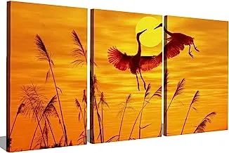 ماركات S3TC5070-0246 لوحات قماشية من ثلاث لوحات لديكور فلامنغو ، مقاس 50 سم × 70 سم