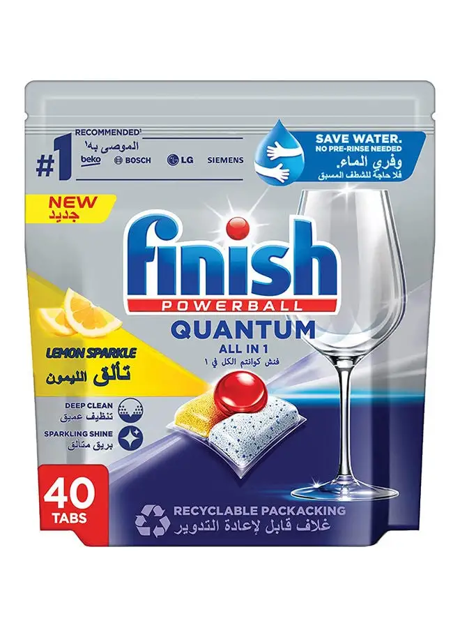 Finish Finish Powerball Quantum All In 1 Dishwasher Lemon Sparkle 40 Tabs
