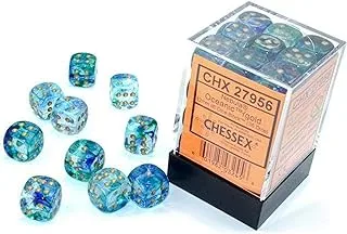 Chessex Nebula, Luminary D6 Dice 36-Piece Set, 12 mm Size, Oceanic/Gold