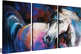 Markat S3TC5070-0148 ثلاث لوحات من قماش اللوحات لتزيين جمال الحصان ، مقاس 50 سم × 70 سم