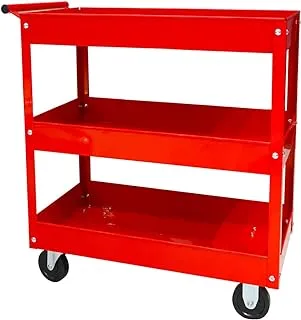 BIG RED 3-Tier Service Cart 400 lbs capacity metal cart on wheels For Garage Warehouse Workshop Use Stainless Steel Utility Cart,APTC302R,Torin