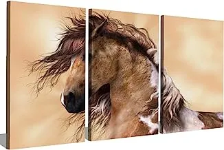 Markat S3T4060-0471 Three Panels Wooden Paintings for Horse Beauty Decoration 40 cm x 60 cm Size