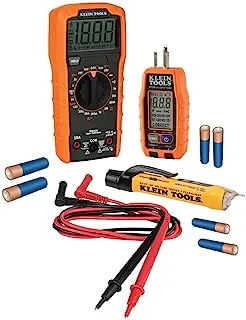 Klein Tools 69355 Digital Multimeter Premium Electrical Test Kit with Non-Contact Voltage Tester, Receptacle Tester, Test Leads, Multi, One Size