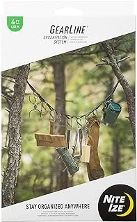 Nite Ize GearLine Hanging Organization System - Gear Ties for Camping, Hiking & Outdoor Activities - Webbing Line with S-Biner Clips & Bendable Gear Ties - Camping Gear Organization - Coyote