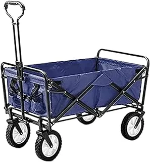 M-HOME Garden Cart Folding Wagon Foldable Heavy Duty Outdoor Trolley Utility Transport Cart 80kg Max Load, for Outdoor/Festivals/Camping, Blue