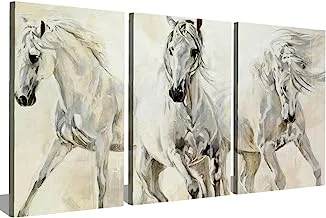 Markat S3T4060-0653 ثلاث لوحات من اللوحات الخشبية المزخرفة لجمال الحصان ، مقاس 40 سم × 60 سم