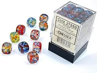 سديم Chessex ، مجموعة مكعبات Luminary D6 مكونة من 36 قطعة ، مقاس 12 مم ، أساسي / أزرق