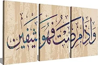 Markat S3T4060-0573 Three Panels Wooden Paintings for Decoration with Quote 