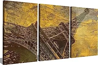 Markat S3T4060-0158 Three Panels Wooden Paintings of Paris Eiffel Tower for Decoration, 40 cm x 60 cm Size