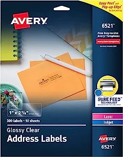 Avery 6521 Glossy Crystal Clear Address Labels for Laser & Inkjet Printers, 1