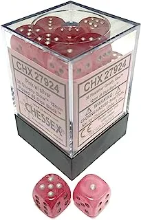 Chessex Ghostly Glow D6 Dice 36-Piece Set, 12 mm Size, Pink/Silver
