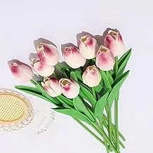 COOLBABY 10pcs Real Touch Tulips PU Artificial Flowers, Fake Tulips Flowers for Arrangement Wedding Party Easter Spring Home Dining Room Office Decoration. （Light purple, 14