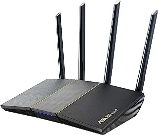 ASUS RT-AX57 (AX3000) راوتر WiFi 6 ثنائي النطاق قابل للتمديد، أمان شبكة بدون اشتراك، حماية فورية، أدوات تحكم أبوية متقدمة، شبكة VPN مدمجة، متوافق مع AiMesh، الألعاب والبث، المنزل الذكي