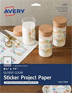Avery Printable Sticker Paper, Glossy Clear, 8.5