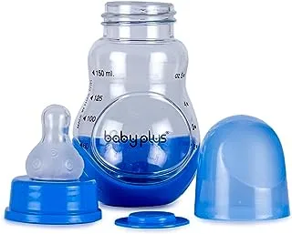 زجاجة رضاعة من بيبي بلس BP5073-A، بسعة 4 أونصة، باللون الأزرق