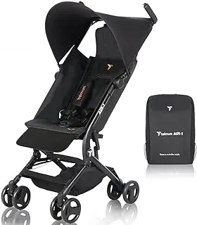Teknum AIR-1 Travel Stroller, 0-3Years up to 22kg, Ultra Compact folding, Lightweight, Carry Bag, 5 point safety harness, Canopy, Wide Seat, Wheels, Multi Position Recline, Extendable Foot Rest, Black