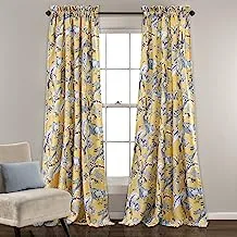 Lush Decor Curtains Dolores Darkening Window Panel Set for Living, Dining Room, Bedroom (Pair), 84 in x 52 in, Yellow, 2 Count