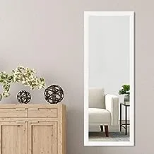 Natsukage مرآة حائط كاملة الطول، مرآة مثبتة على الحائط، مرآة لكامل الجسم، مرآة تزيين للحمام/غرفة النوم/غرفة المعيشة، إطار رفيع من البوليمر بدون حامل (أبيض، 43 بوصة × 16 بوصة)
