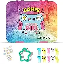 صندوق غداء بينتو قابل للتحويل 5 و4 من إيزي كيدز مع مجموعة قطاعة الساندويتش - Gamer Girl