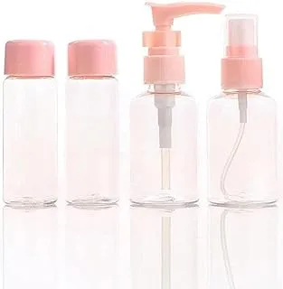 4 Pieces Travel Refillable Bottles Portable Leak Proof Travel Bottles for Shampoo Conditioner Lotion Makeup Tools (Pink)