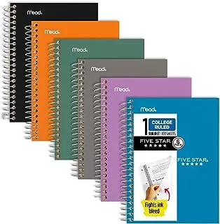 Five Star Personal Spiral Notebooks, 6 Pack, 1-Subject, College Ruled Paper, 7