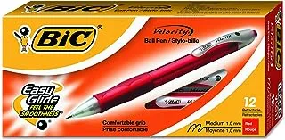 بيك ،Velocity ،قلم حبر جاف ،قابل لإعادة الملء ،نقطة متوسطة (1.0 مم) ،أحمر ،12 قلم