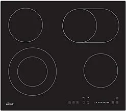 Ugain Built-In Electric Flat Hob,Ceramic 60x60 Cm,4 Burners Ceramic,6200 Watts,Safety,Electronic Control And Touch,Black - UBIH60T